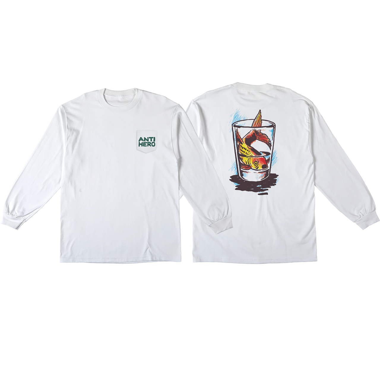 ANTI HERO FISH BOWL POCKET LS LARGE WHITE