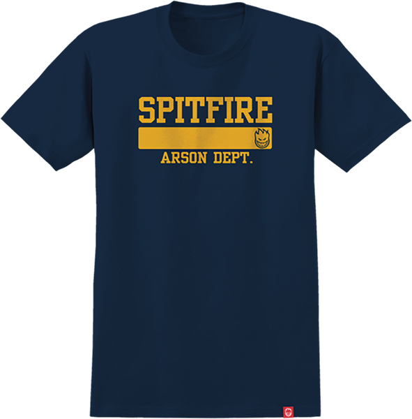 SPITFIRE ARSON DEPT. SS TSHIRT SMALL-NAVY/GOLD