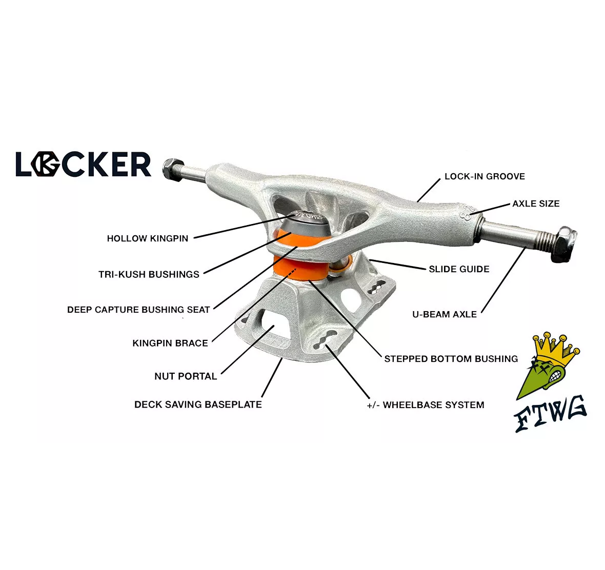 Grind King Locker Trucks Raw Silver 8.5