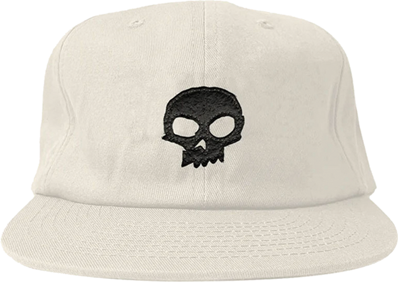 ZERO SINGLE SKULL APPLIQUE HAT ADJ-OFF WHT/BLK