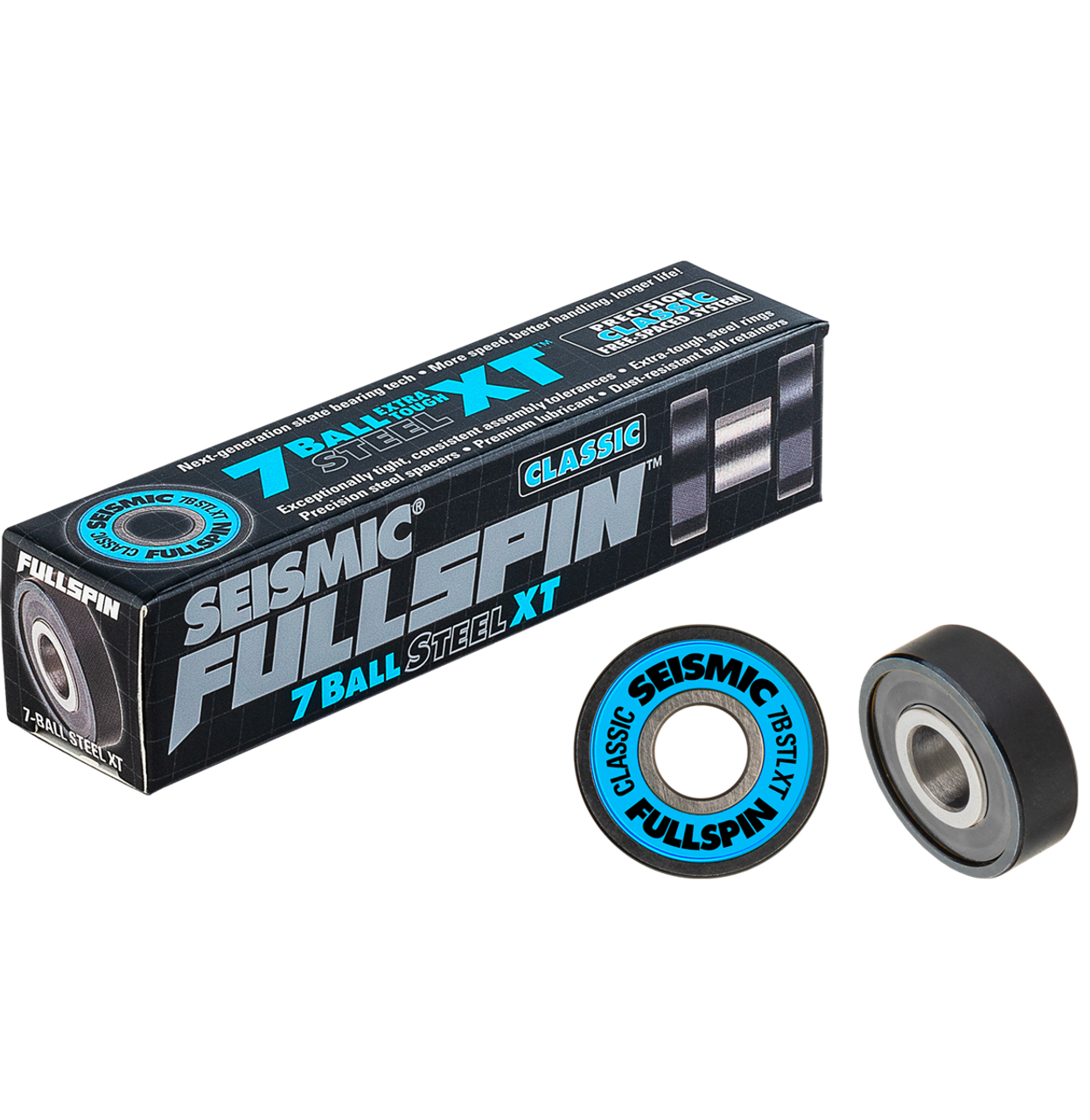 Seismic FullSpin 8mm 7Ball Steel XT Classic Bearings Silver