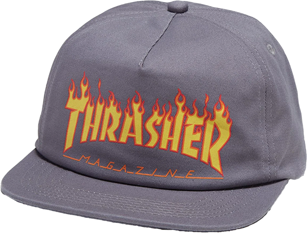THRASHER PRINTED FLAME HAT ADJ-NAVY