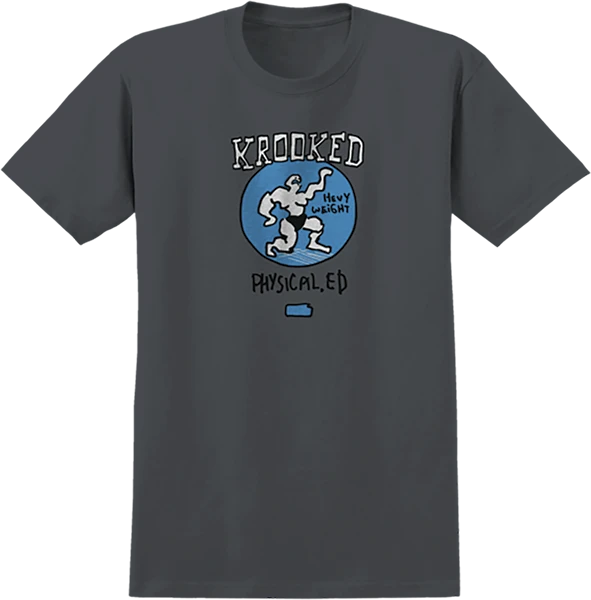 KROOKED PHYSICAL ED SS TSHIRT SMALL CHARCOAL