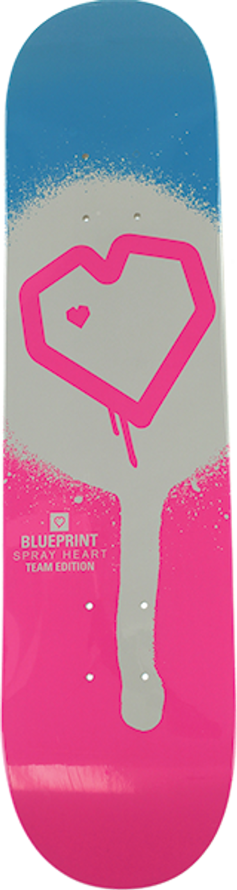 BLUEPRINT SPRAY HEART SKATEBOARD DECK 7.0 PINK/BLUE