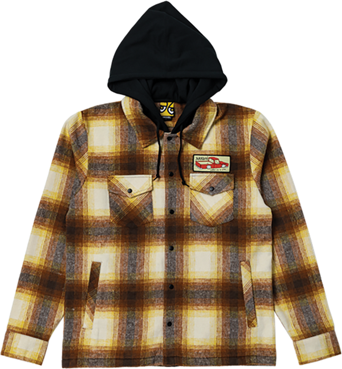 KROOKED DOUBLE OK HOODIE FLANNEL LARGE BROWN/TAN PLAID
