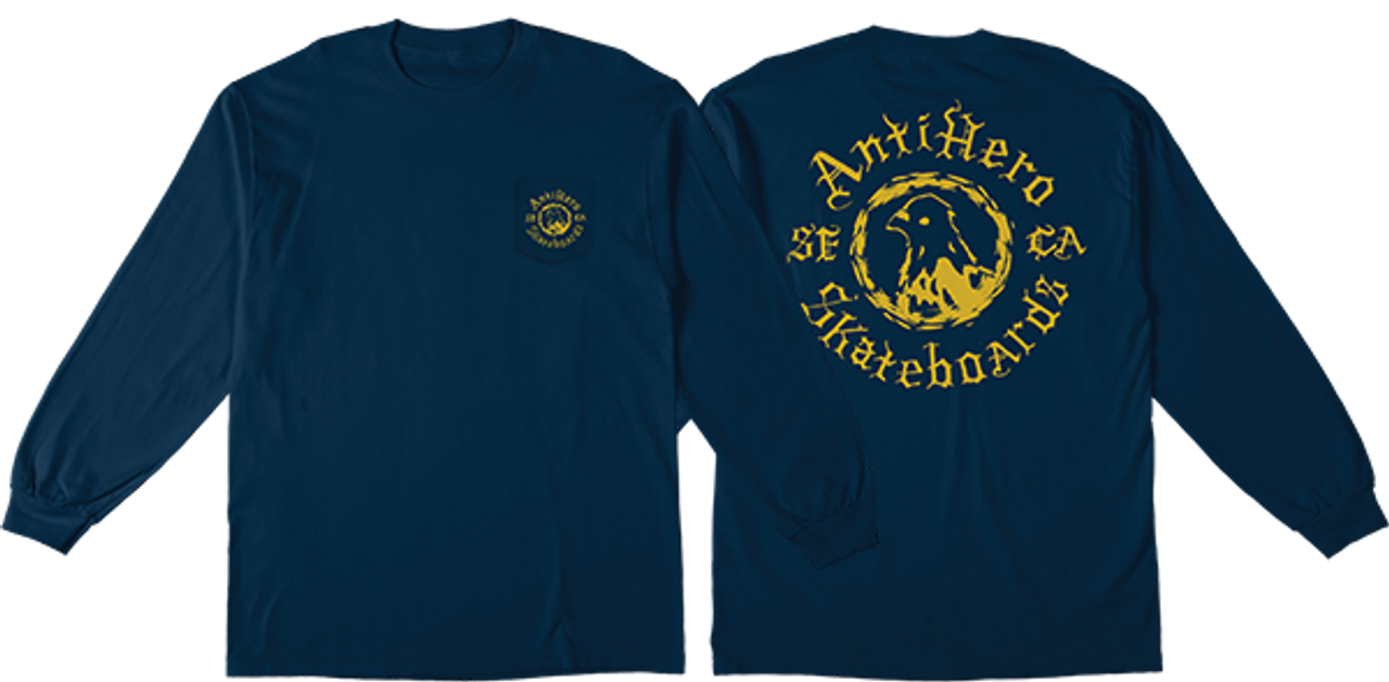 ANTI HERO PIGEON MOTION POCKET LONGSLEEVE XLARGE NAVY/YEL