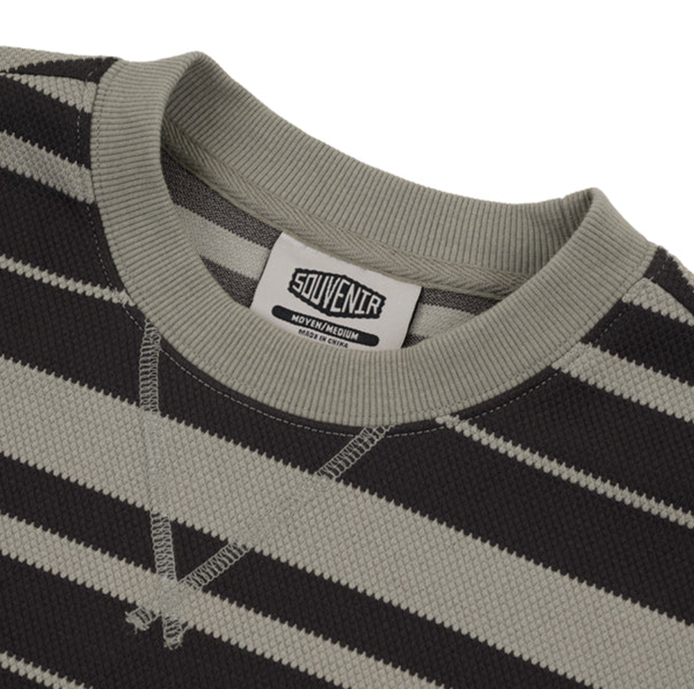 Souvenir Striped Ultra Pique Sweater Mens Charcoal Stripe