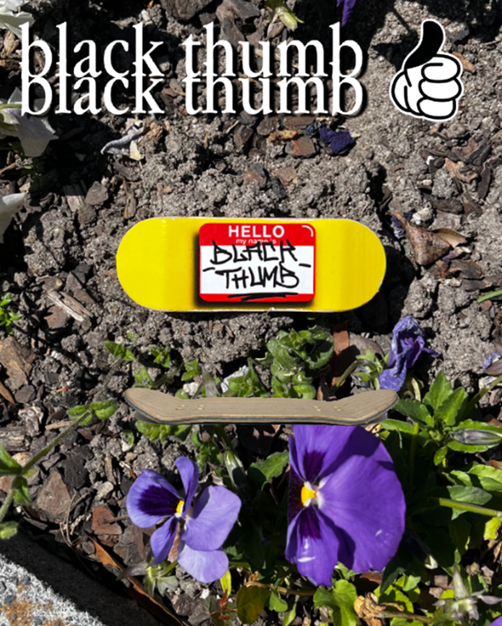 BlackThumb Name Tag Fingerboard Deck Yellow 34mm Medium