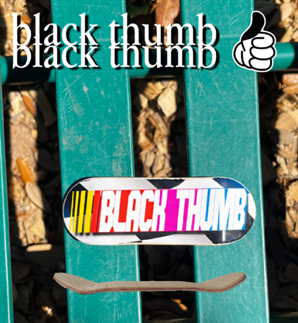 BlackThumb Nascar Fingerboard Deck Black 32mm Medium