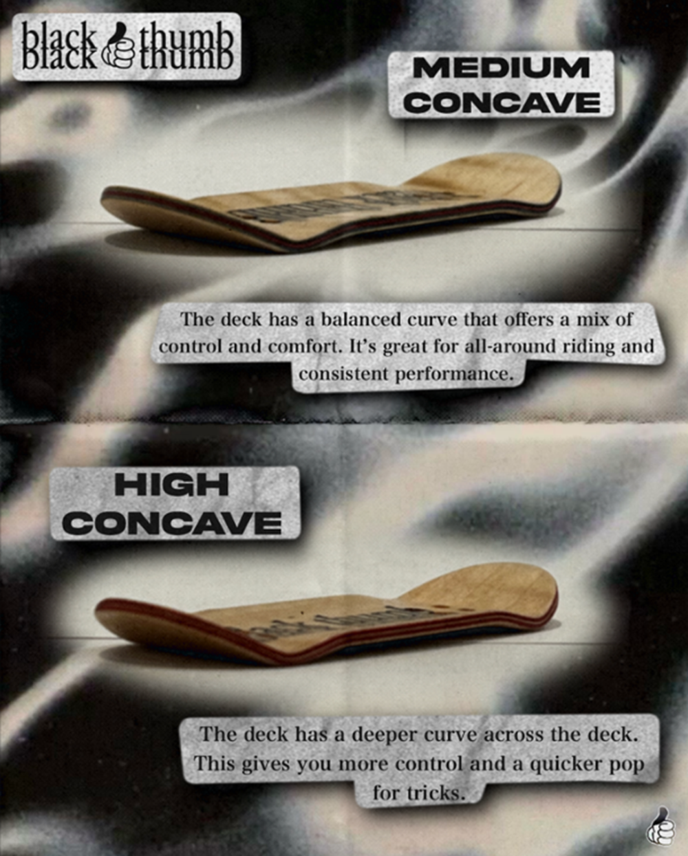 BlackThumb Nascar Fingerboard Deck Black 32mm Medium