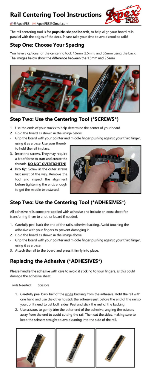 Apex FBS Fingerboard Rails Adhesive Clear