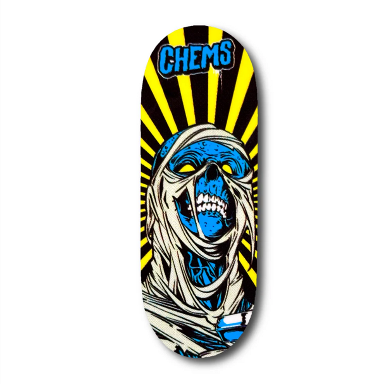 Chems Rising Mummy Fingerboard Deck Blue Mid Pro 32x96 Popsicle