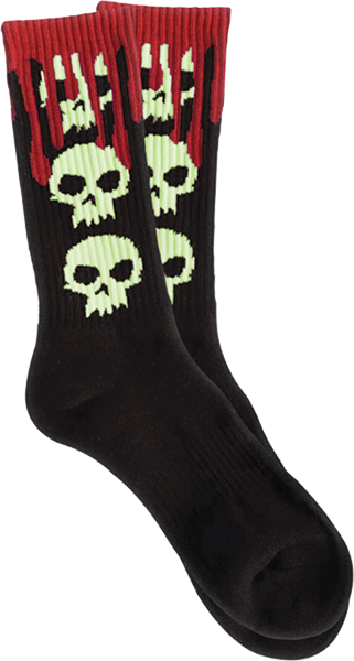 ZERO 3 SKULL BLOOD CREW SOCKS BLACK/GLOW 1pr