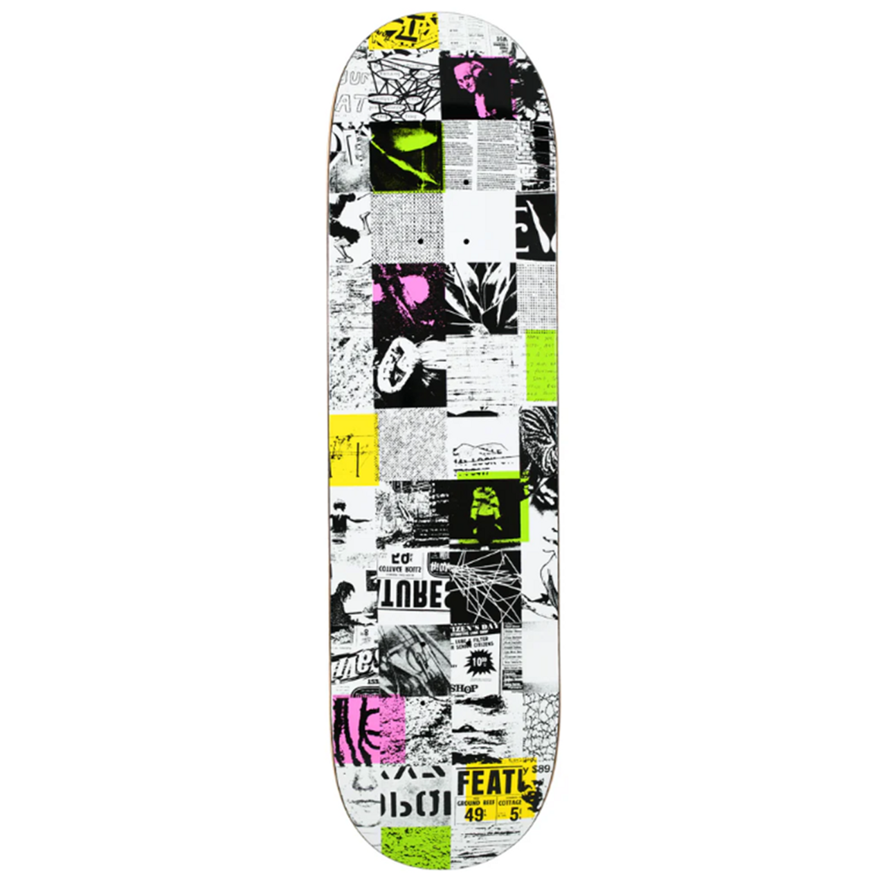 Quasi Patchwork Skateboard Deck White Black 8.375x31.75" WB 14.25