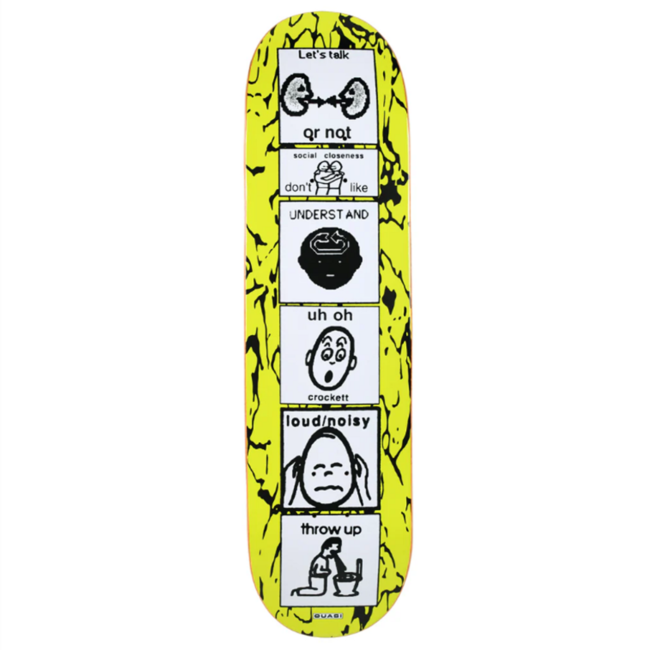 Quasi Crockett The Puker Skateboard Deck Yellow  8.25" x 32.375" WB 14.375"