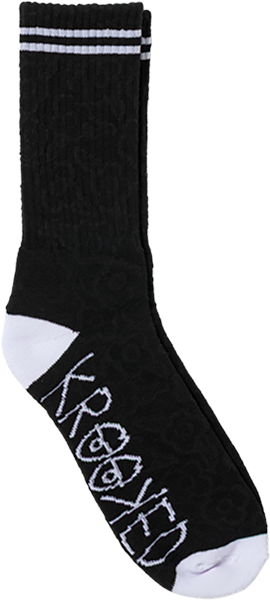 KROOKED MULTI FLOWERS CREW SOCK BLACK/BLACK/WHITE