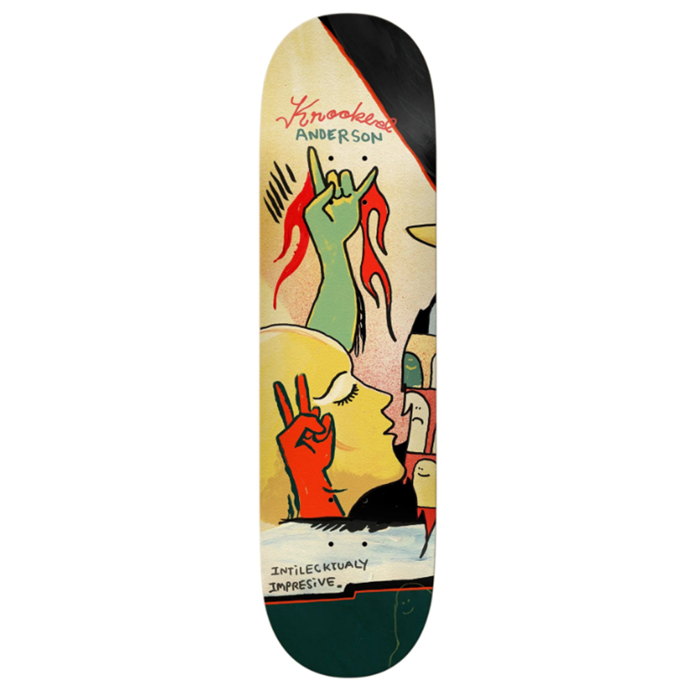 Krooked Andersen Three Star Skateboard Deck Yellow 8.38 wb14.2