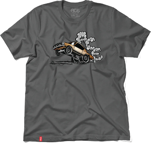 ACE BURNOUT SS TSHIRT LARGE CHARCOAL