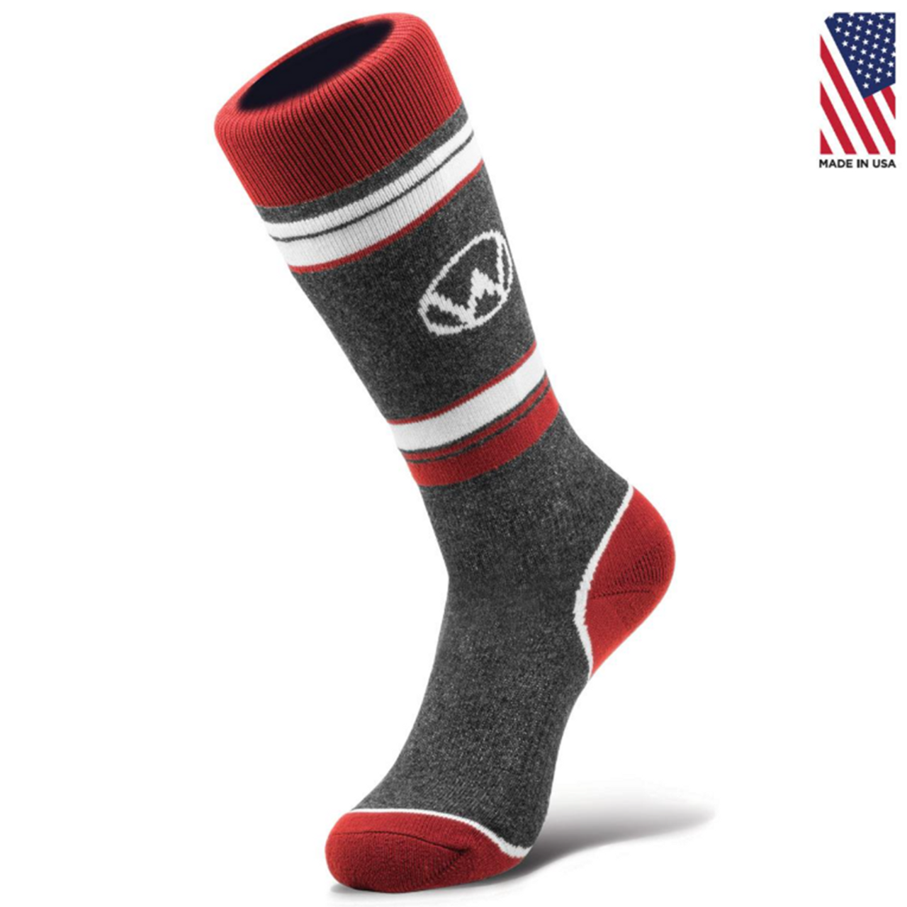 WintersEdge Camber Snow Socks Mens Grey Red L (9-11.5)