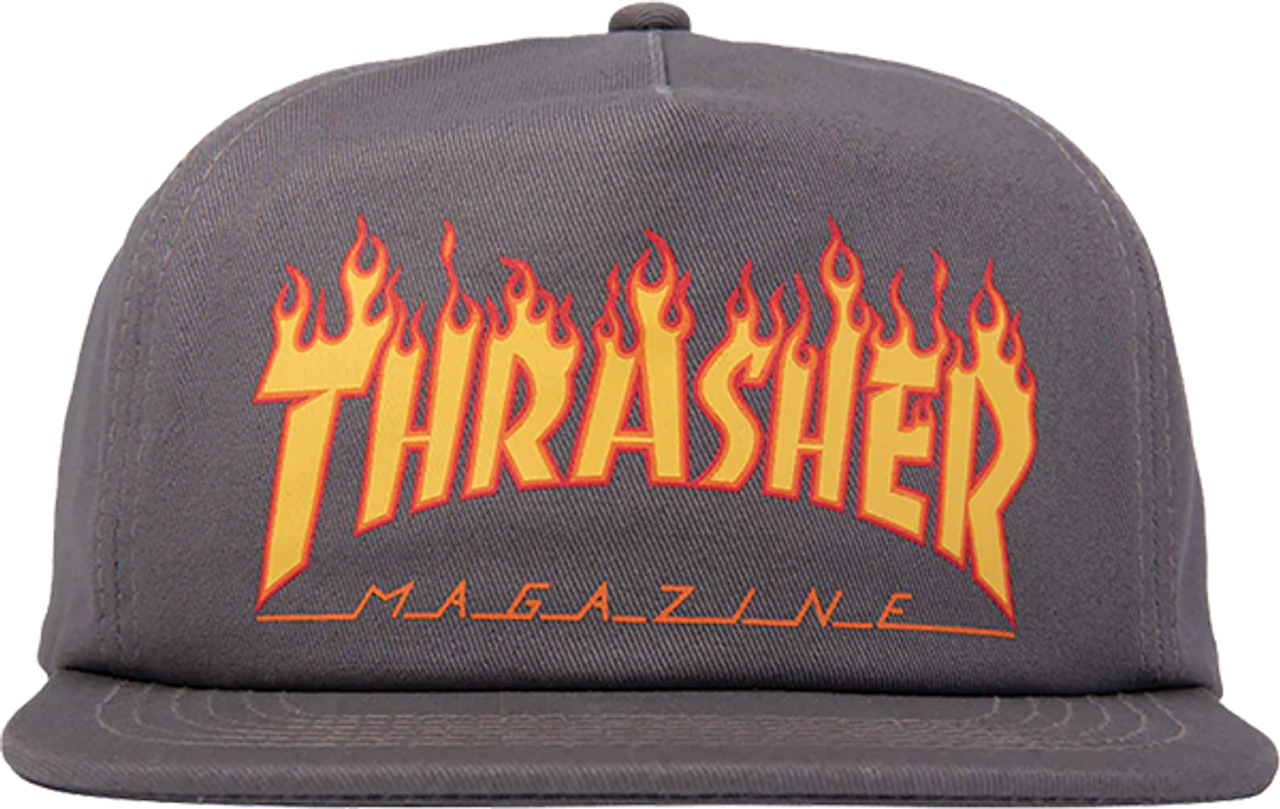 THRASHER PRINTED FLAME HAT ADJ-GREY