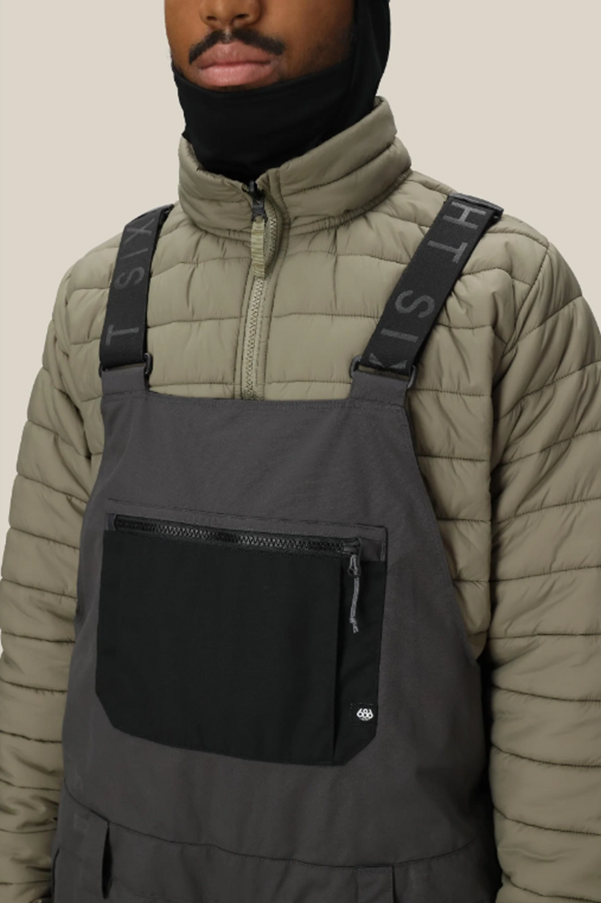686 Hot Lap Insulated Bibs Mens Charcoal Color Block