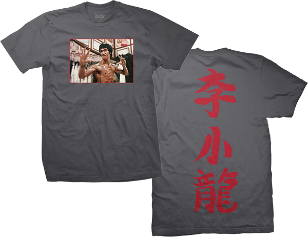 DGK BRUCE LEE FOCUS SHORT SLEEVE TSHIRT SMALL CHARCOAL