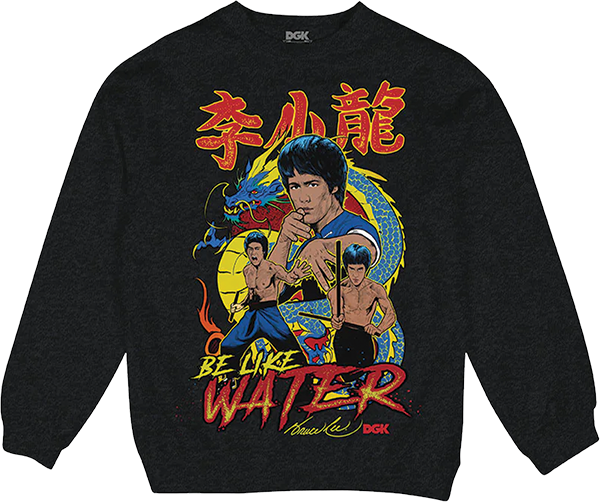 DGK BRUCE LEE FURY FLEECE CRW/SWT SMALL CHARCOAL HTHR