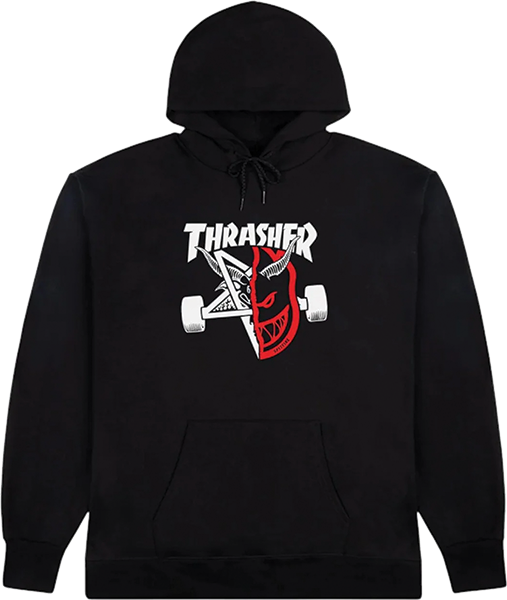 THRASHER SF THRASH AND BURN HOODIE SWEATSHIRT SMALL BLACK