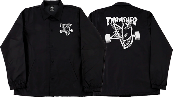 THRASHER SF THRASH AND BURN COACH JACKET MEDIUM BLACK