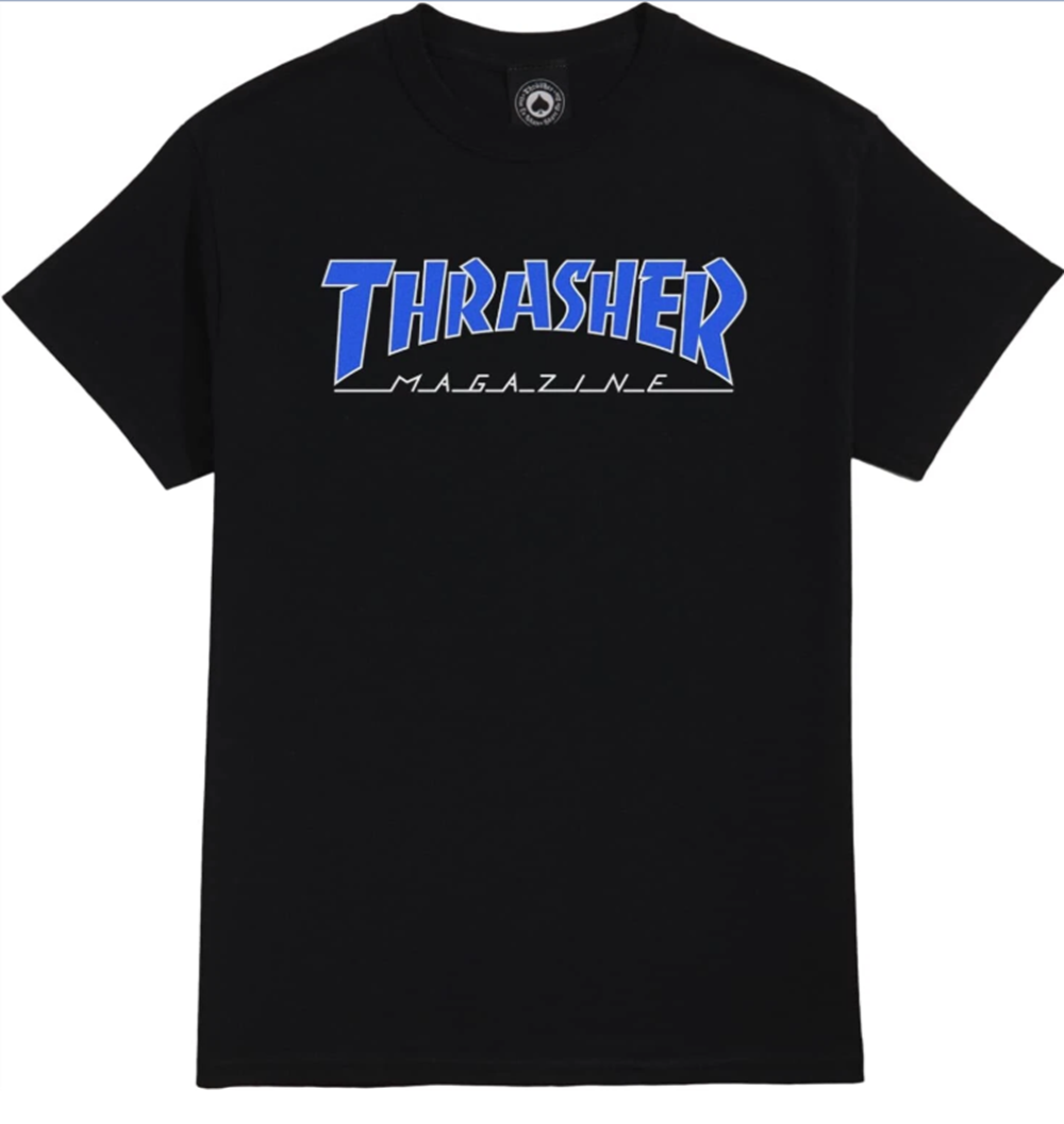 Thrasher Outlined Tshirt Black Blue S
