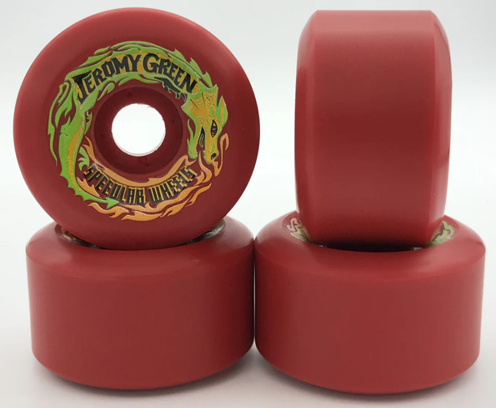 SpeedLab Green Pro Wheels Set Red/Green 59mm/99a