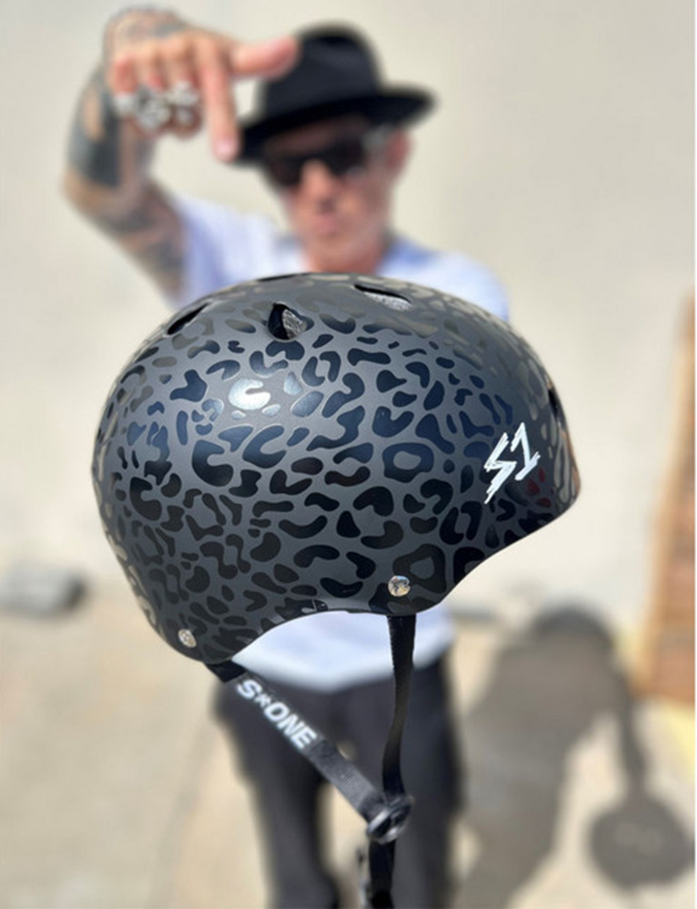 S1 Lifer Hosoi Skateboard Helmet Black Leopard Medium
