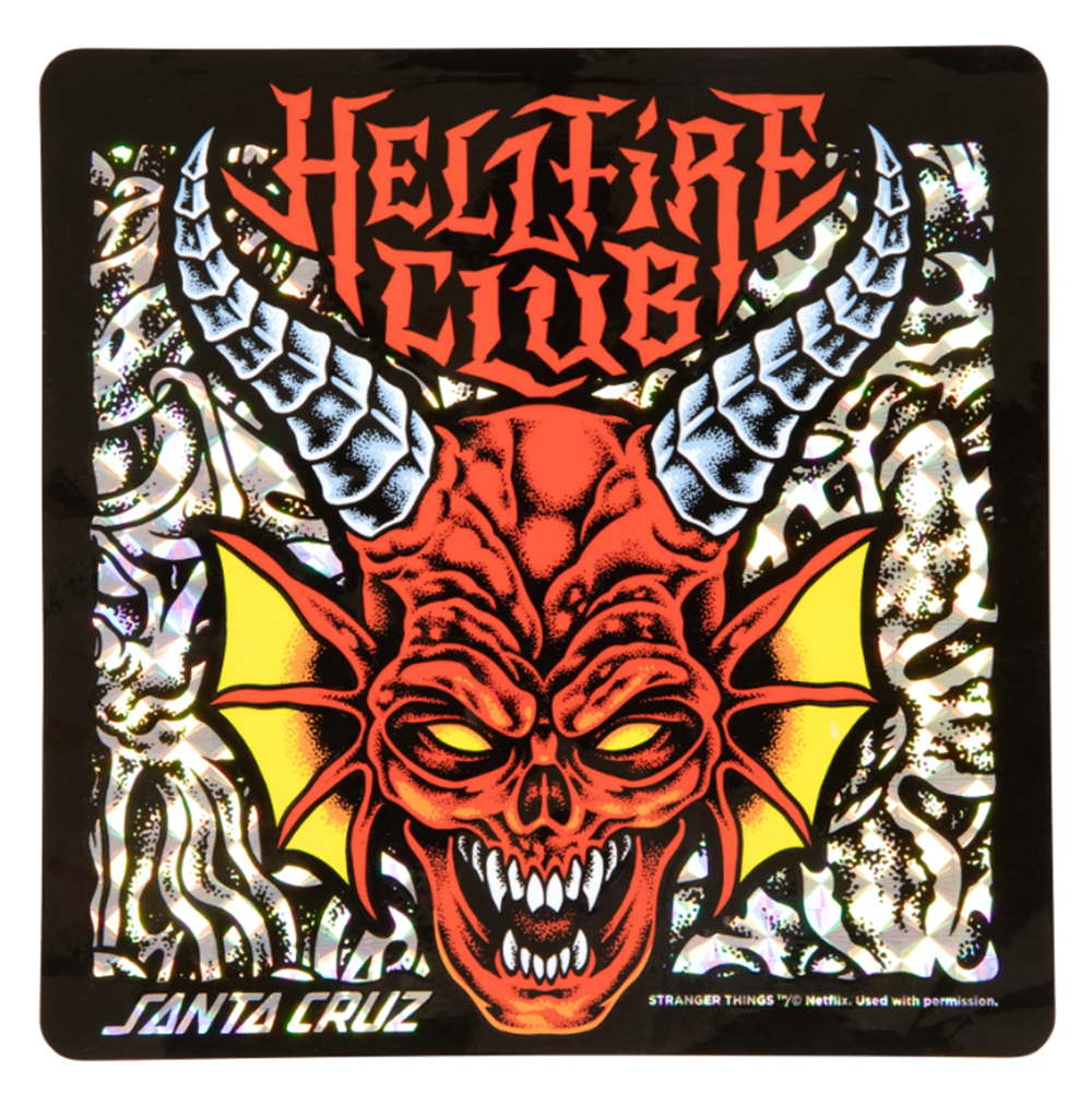 Santa Cruz Stranger Things Hellfire Skateboard Deck Black Red 9 x 32