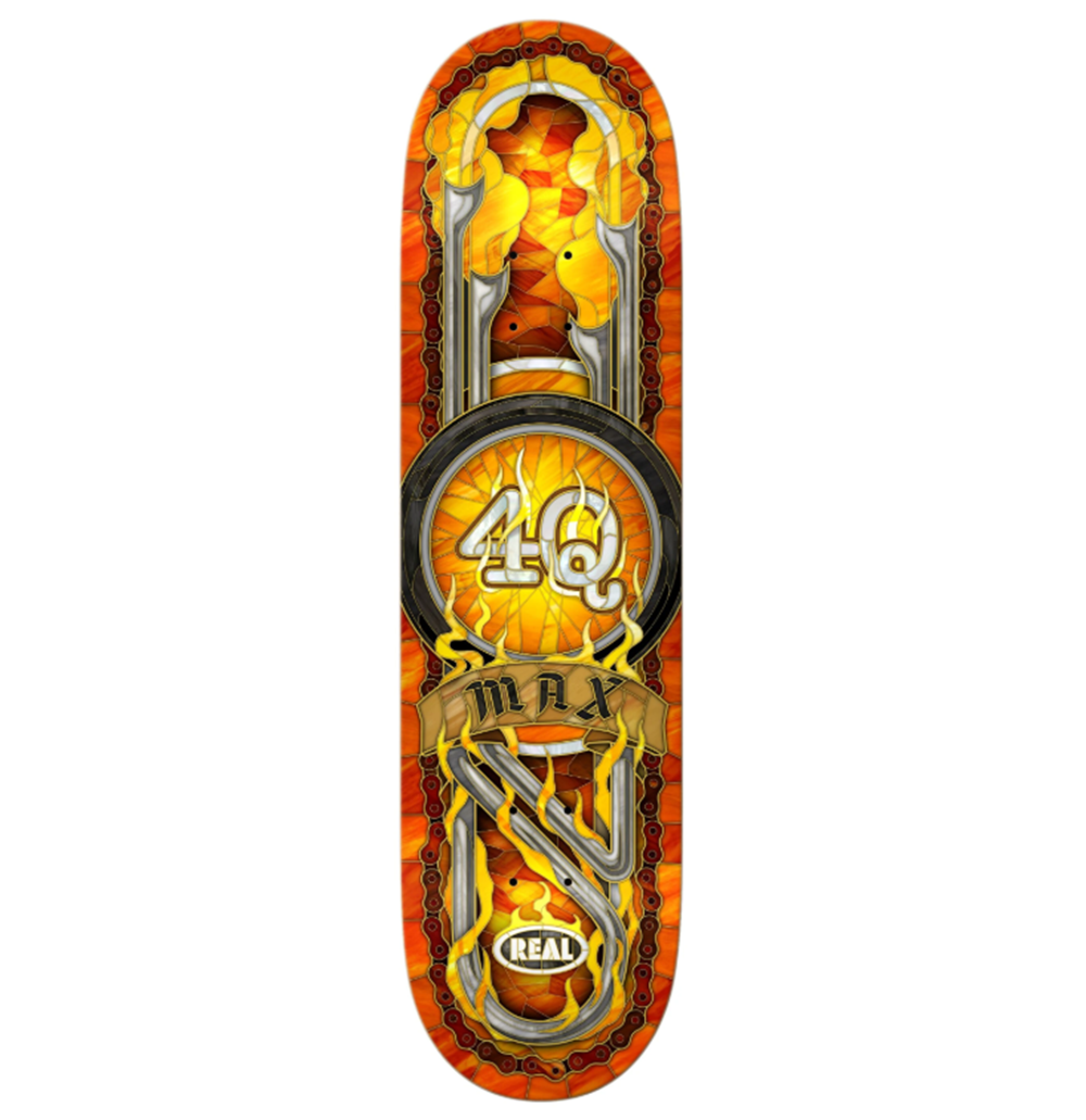 Real Max 4Q Cathedral Skateboard Deck Orange 8.5 wb14.25