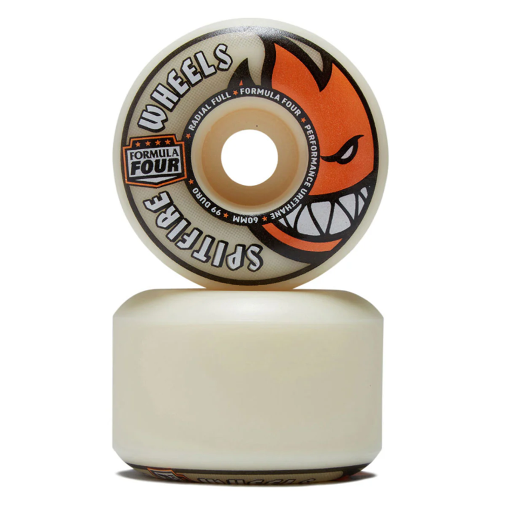 Spitfire F4 Radial Full Skateboard Wheels White Orange 58/99