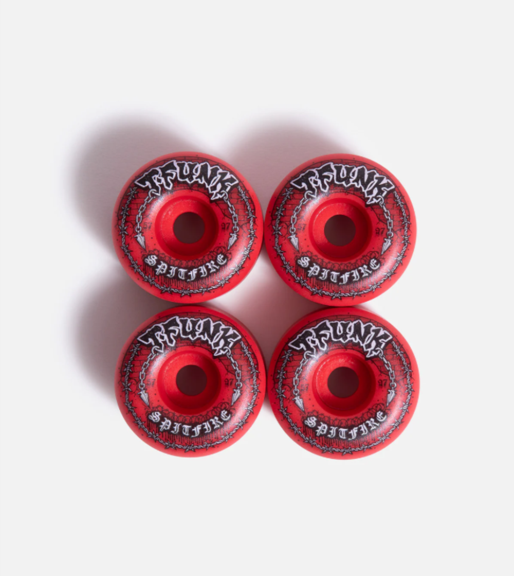 Spitfire TFunk F4 Raw Radial Full Skateboard Wheels Red Grey 57/97