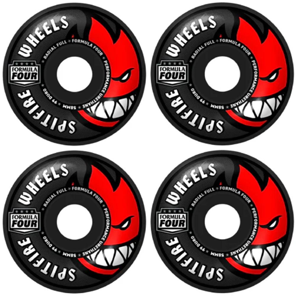 Spitfire F4 Radial Full Skateboard Wheels Black Orange 58/99