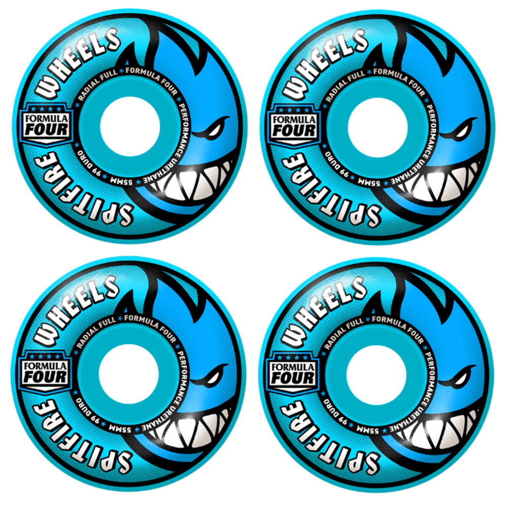 Spitfire F4 Radial Full Skateboard Wheels Light Blue 55/99