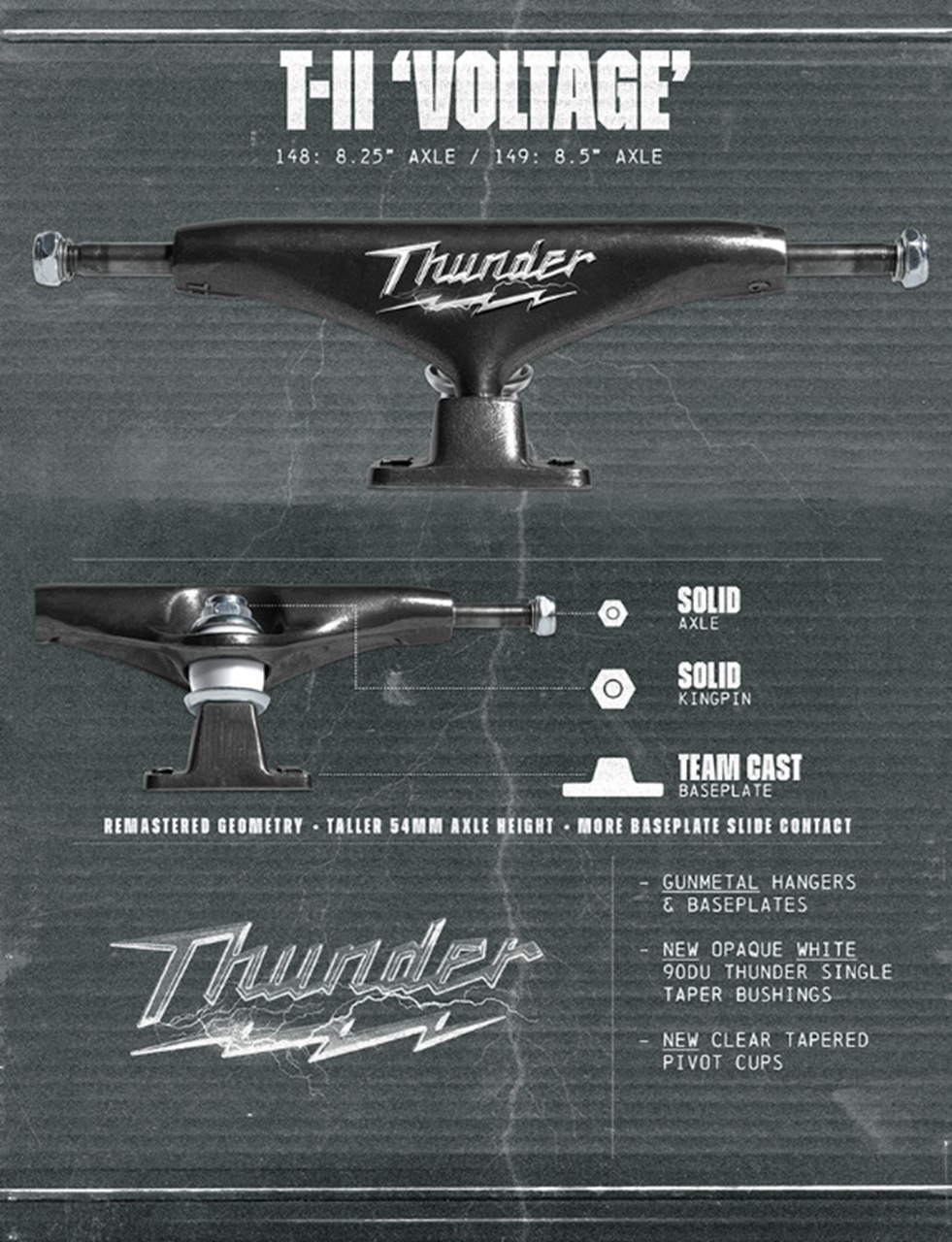 Thunder Voltage T2 Trucks Grey 149