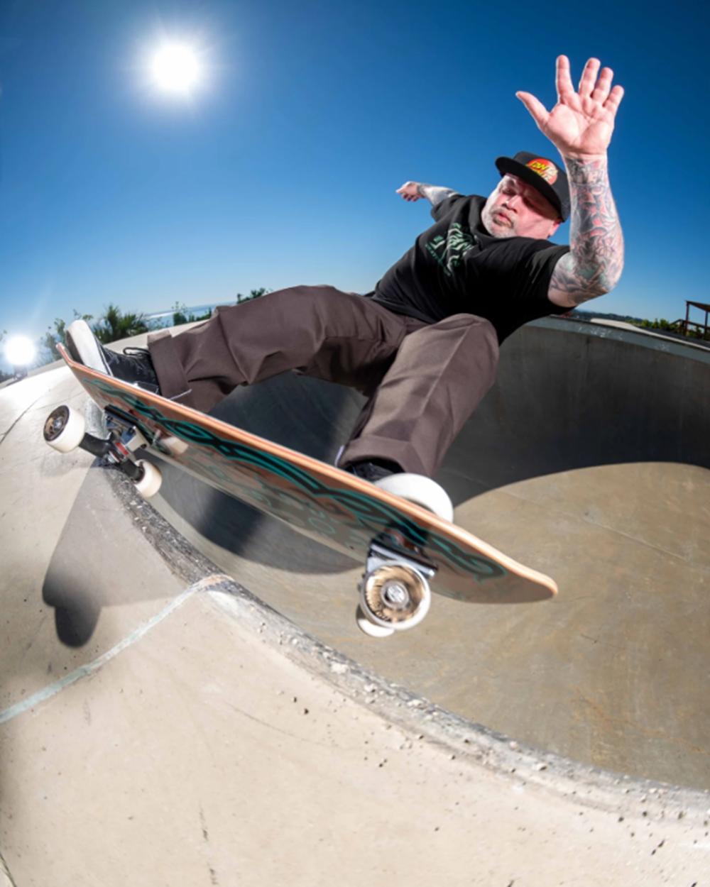 Santa Cruz Dressen Tribal Reissue Deck Black Aqua 9.9x31.4