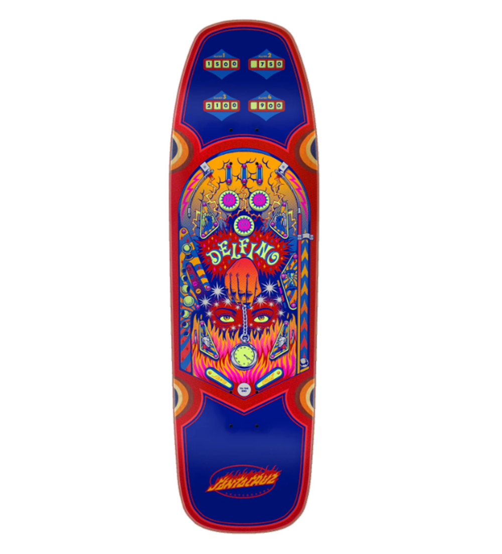 Santa Curz Delfino Pinball Pro Deck Red 9.14 x 31.5