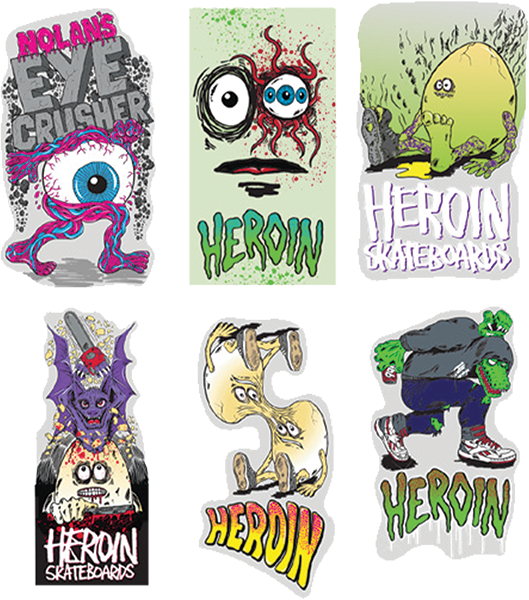 HEROIN 12/PK ASST EYE CRUSHER STICKERS