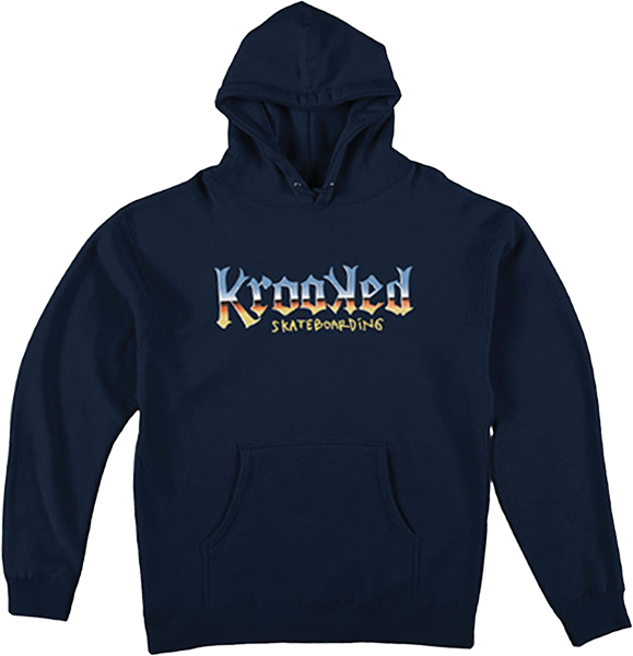 KROOKED CHROME ZONE HOODIE LARGE NAVY