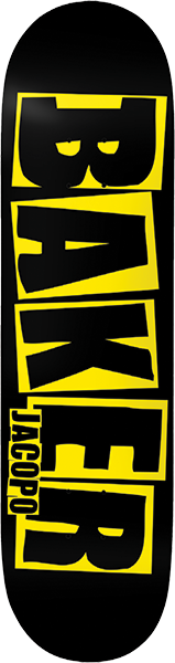 BAKER CAROZZI BRAND LOGO DANGER SKATEBOARD DECK-8.0 YELLOW