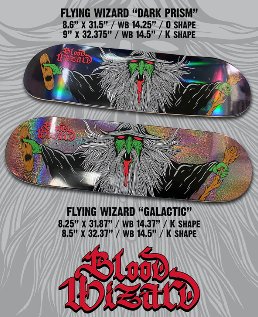 Blood Wizard Flying Wizard Dark Prism Skateboard Deck Black 8.6 WB 14.5