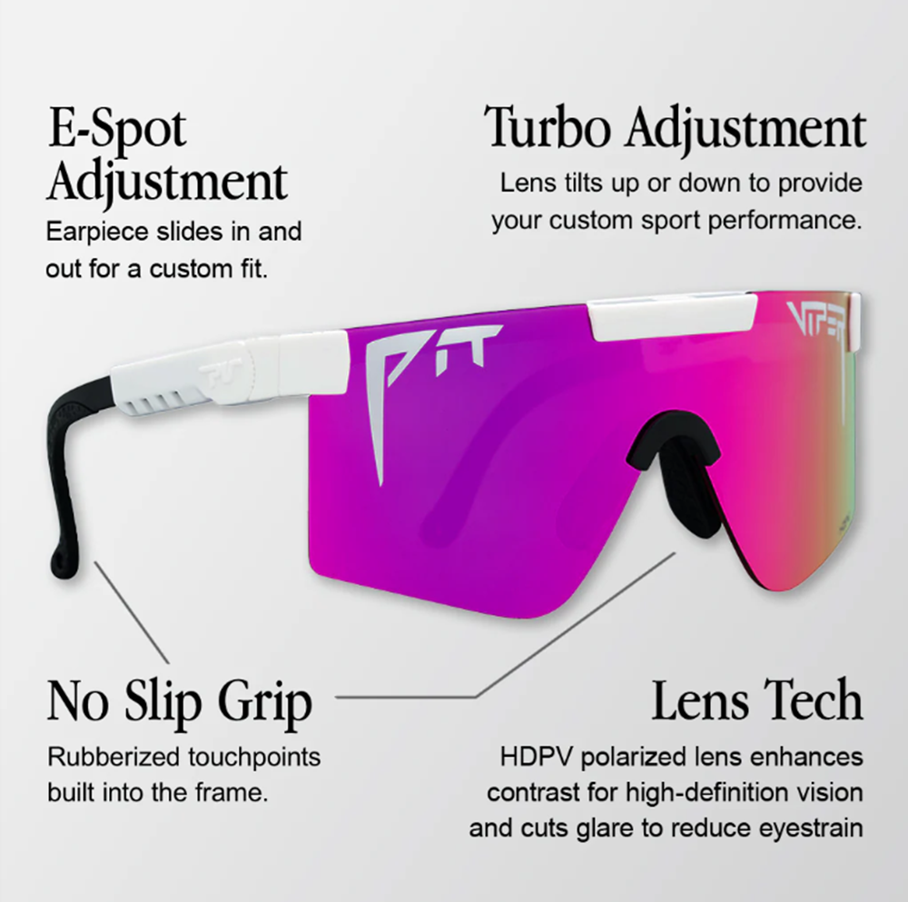 Pit Viper Originals Wide Sunglasses Electric Shock Pink Purple HDPV Polarized