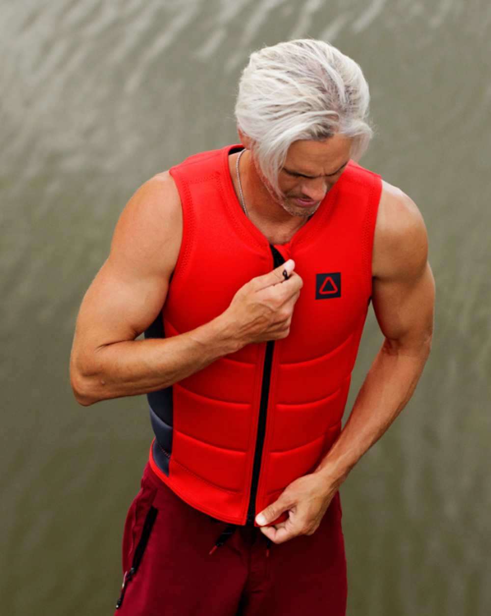 Follow Corp Impact Vest Mens Red Grey