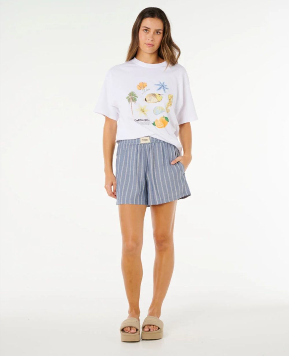 Rip Curl Beach Days Pinstrip Shorts Dusty Blue