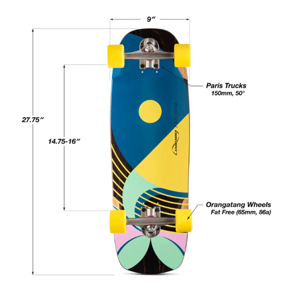 Loaded Ballona Willy Skateboard Complete Blue Yellow 9x27.75"