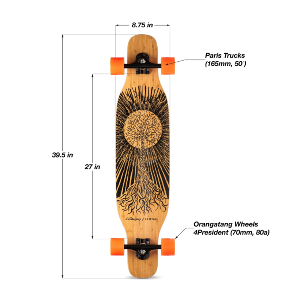 Loaded Symtail Flex 2 Skateboard Complete Natural Black 8.75x39.5"